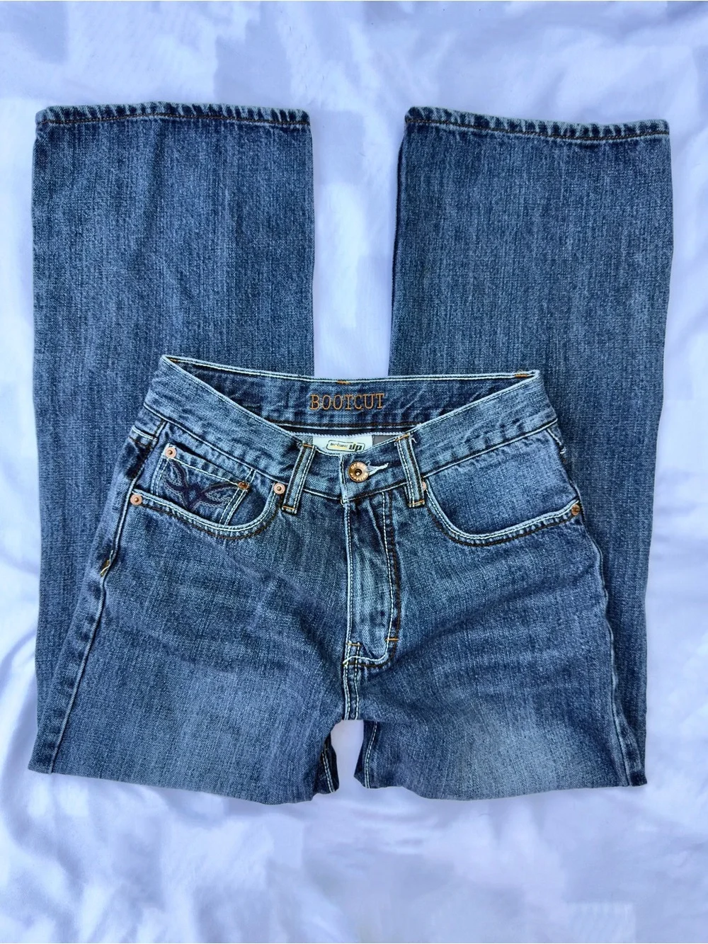 vintage y2k cyber grunge urban pipeline bootcut jeans with embroidered bat desig